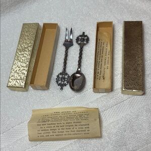 ⭐️(Vintage 1940s) Norwegian Kings Cross Silver Souvenir Fork and Spoon Set